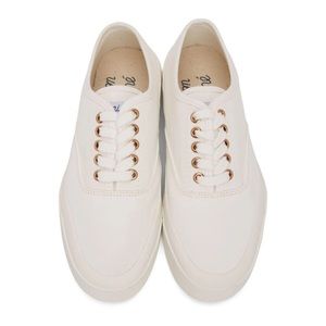 Maisen Kitsune White Canvas Laced Sneakers